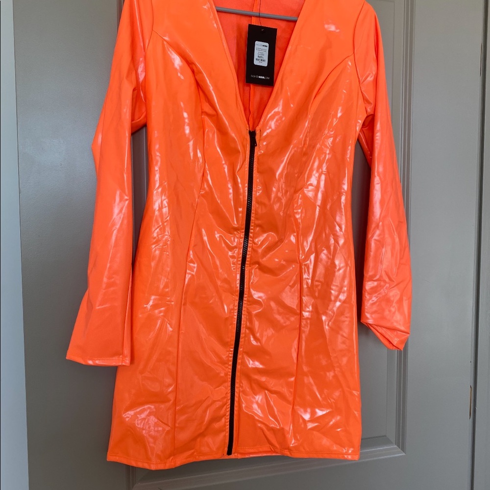 Orange latex dress